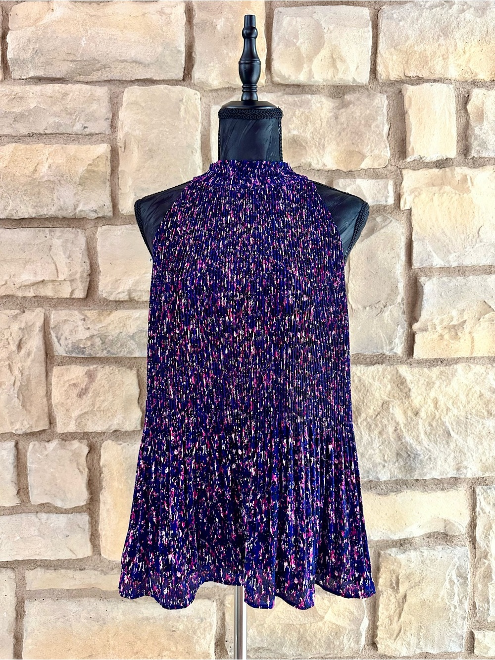 Apt. 9 Purple Multi Pleated High-Neck Tunic